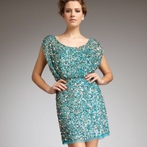 Aidan Mattox Teal Sequin Cocktail Dress Size 4